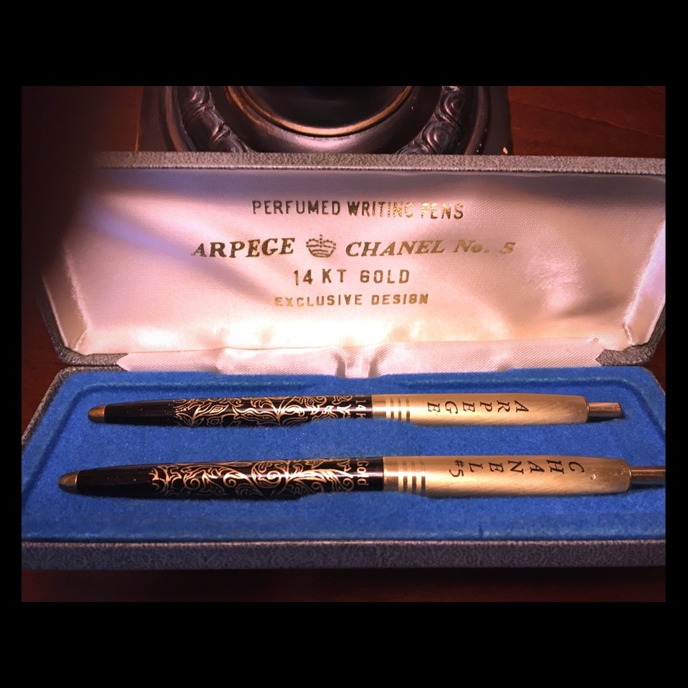 14k gold Arpege & Chanel No. 5 perfumed writing pens